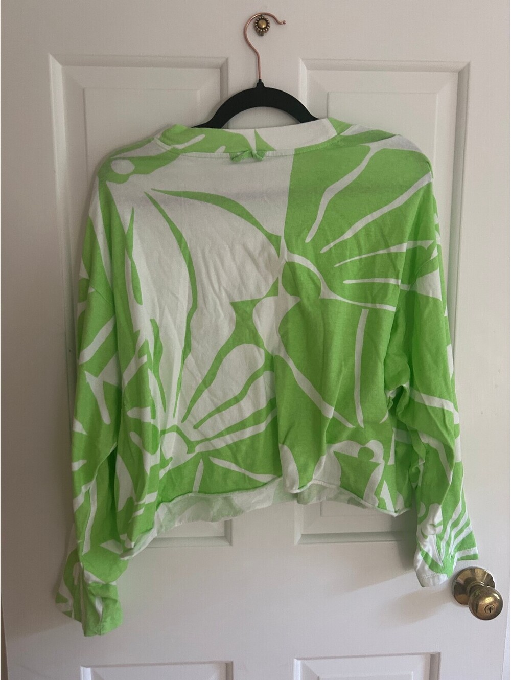 Free People Movement Inspire Long Sleeve Tee Green White Oversized Graphic Top M - Picture 2 of 3